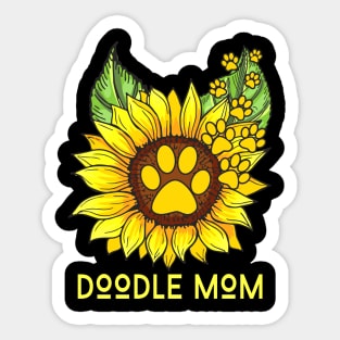 Sunflower Doodle Mom Funny Cute Paw Sticker